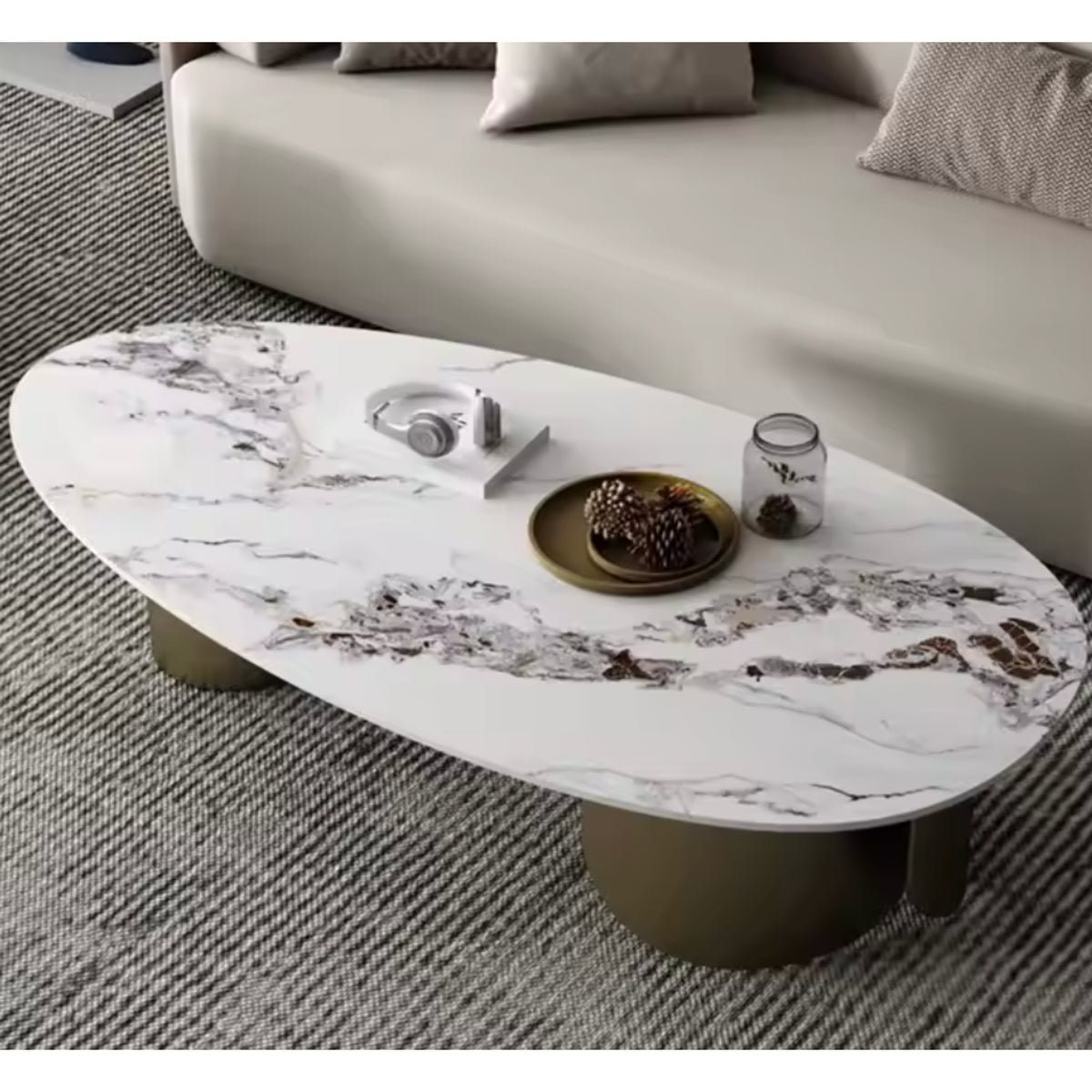 FormaLuxe Asymmetry Marble Coffee Table